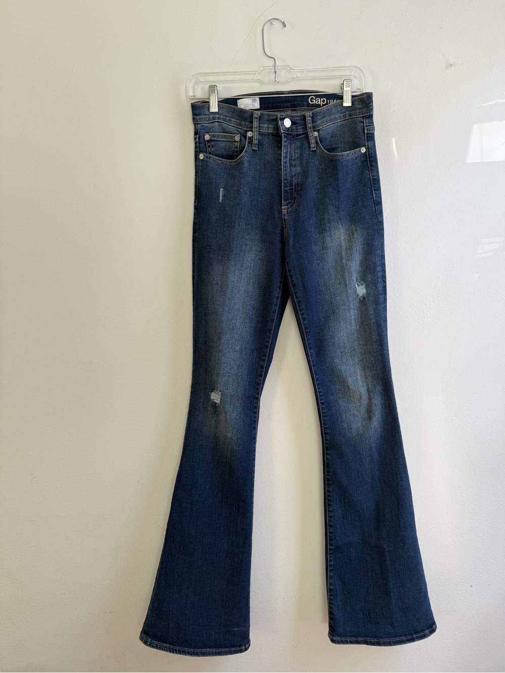 Gap 1969 Resolution Skinny Flare Jeans Size 28R Distressed Medium Wash